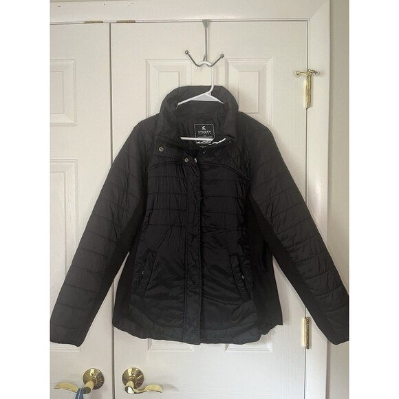 Kyodan Black Light Weight Puffer Jacket Women Large - Picture 1 of 9